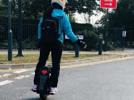 E Rides Member Riding A Veteran Sherman Electric Unicycle